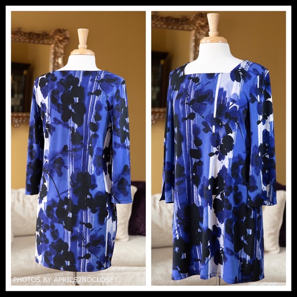 A-LINE SUMMER SHIFT KNIT FLORAL PRINT DRESS A2C - Picture 4 of 7